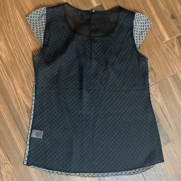 Banana Republic Blouse sz M Gray and Black Sheer - Picture 5 of 8